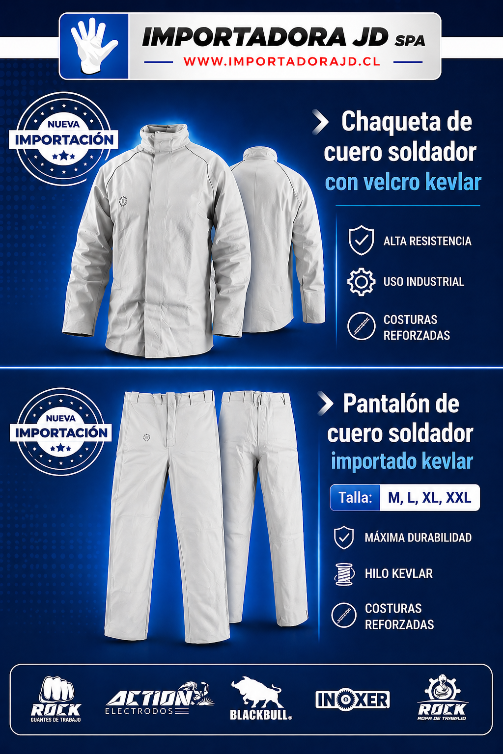 Chaqueta de Cuero Soldador Importada Con Velcro e Hilo Kevlar - Imagen 5