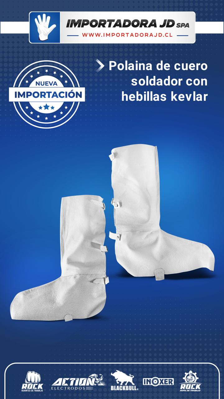 Polaina De Cuero Soldador Con Hebillas e Hilo Kevlar - Imagen 3