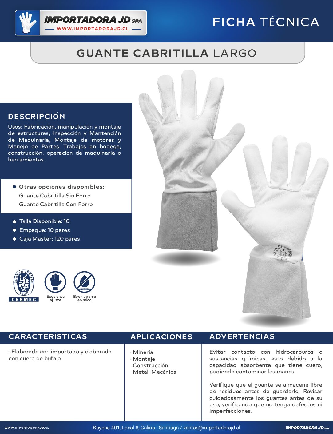 Guante Cabritilla Largo (TIG) (Con Puño) - Imagen 7