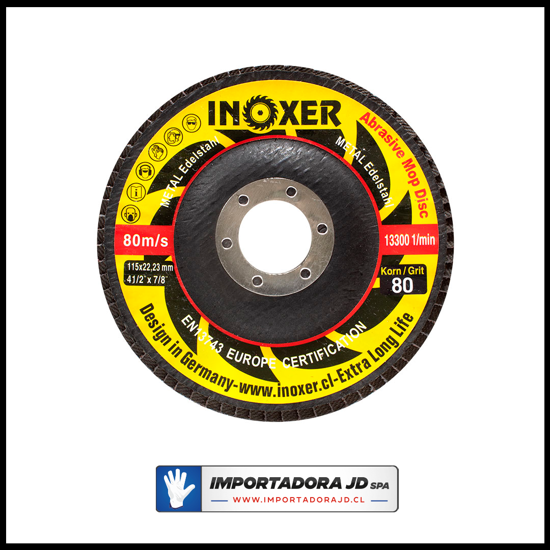 Disco Traslapado INOXER® de 4 1/2 Granos 40 60 80 Metal