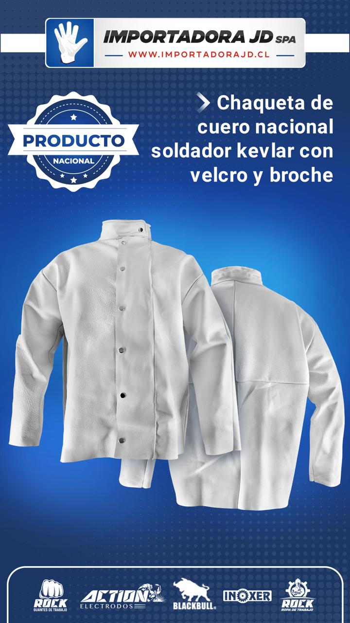 Chaqueta de Cuero Nacional Soldador con Velcro y Broche. Hilo Kevlar - Imagen 3