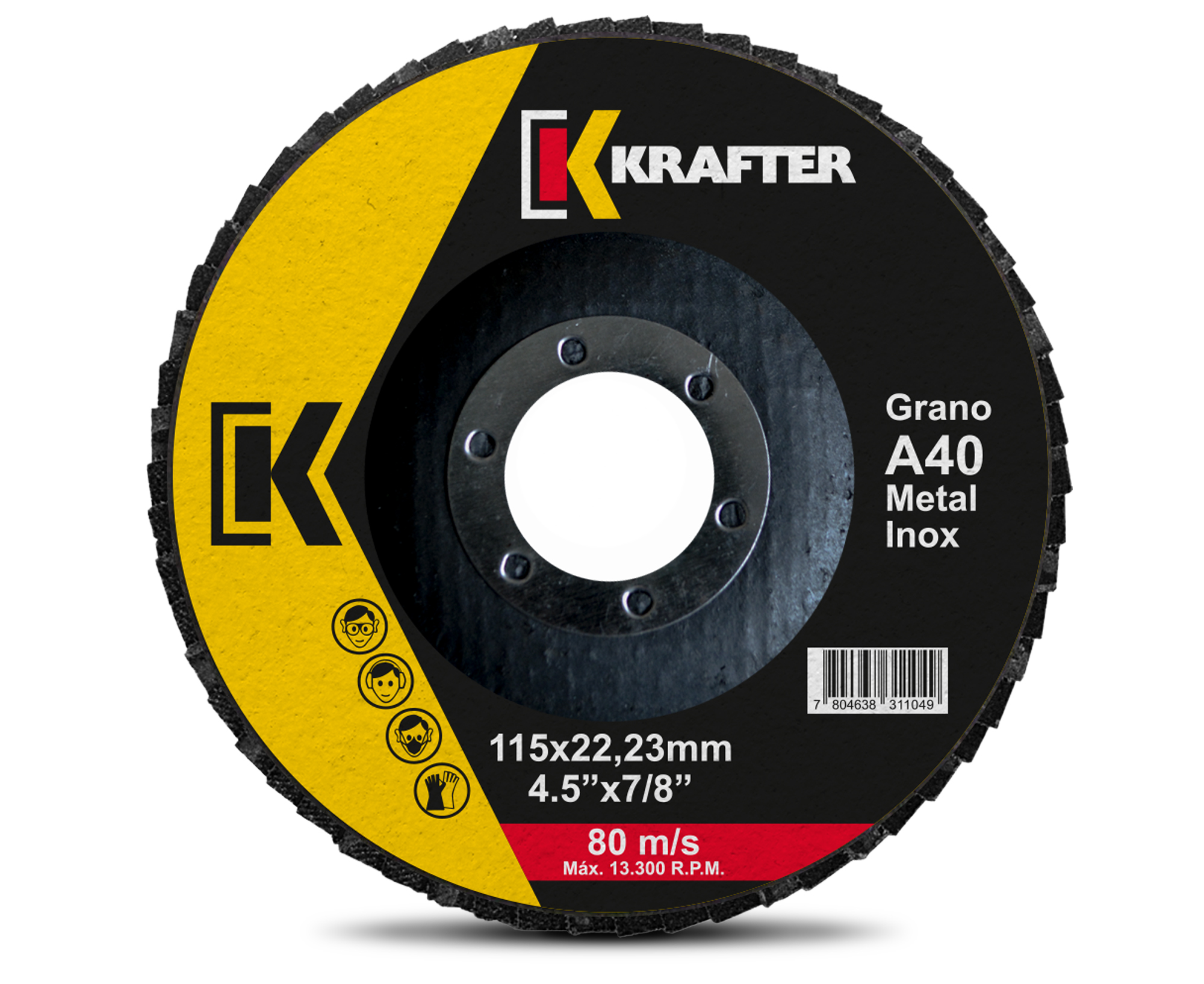 Disco Traslapado Krafter de 4 1/2 Granos 40 60 80 para Inoxidable